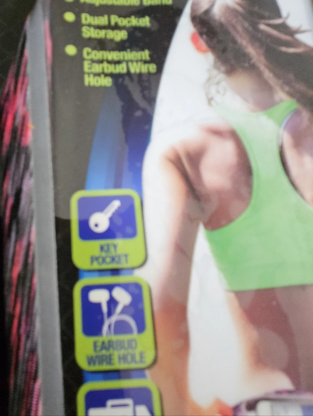 Pro Strength Active Pink Waistband Smartphone Holder Key Pocket Earbud Wire Hole